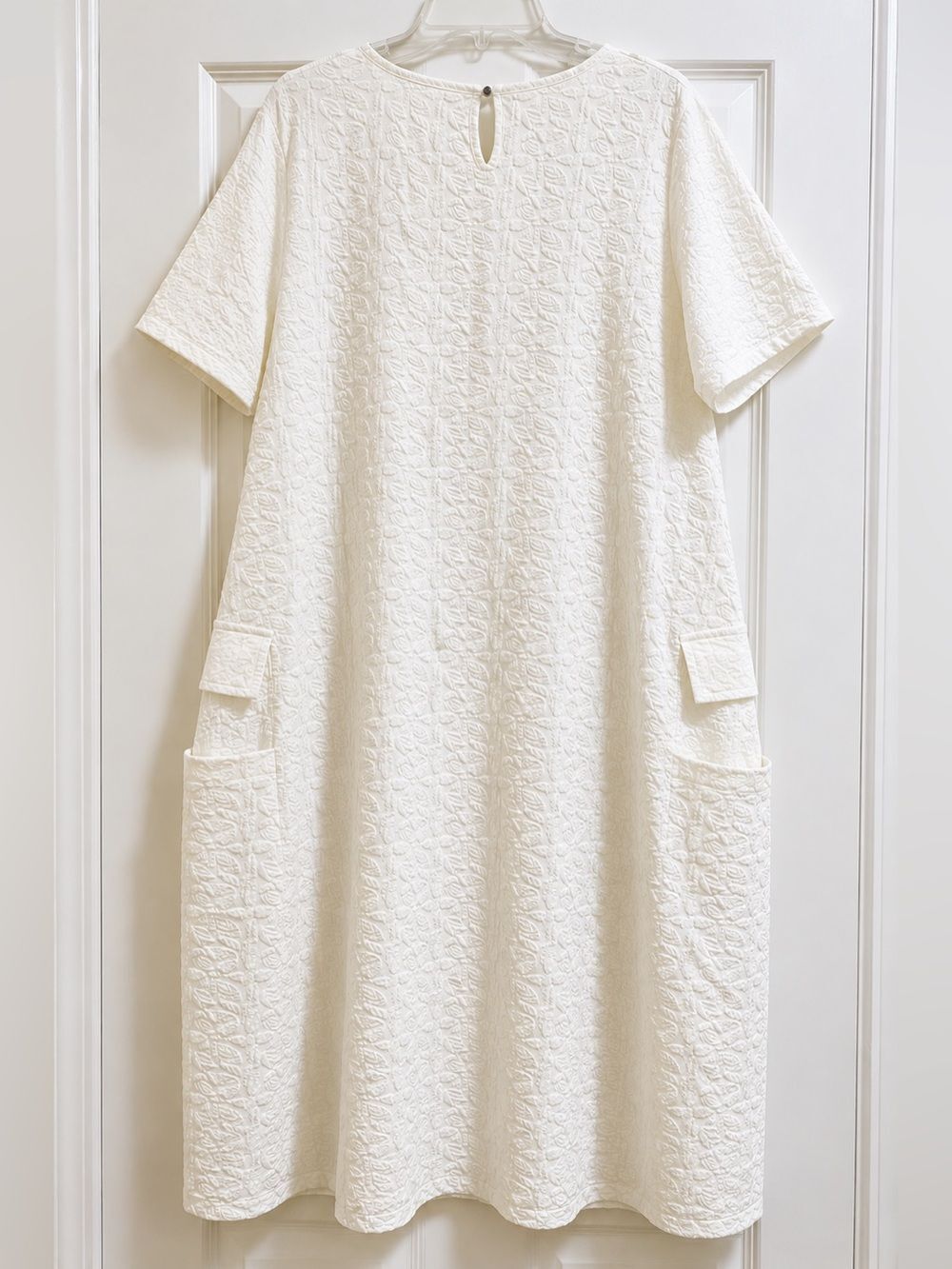 Matti Mamane Textured White Dress with Pockets Stretch.  Size XL - Picture 4 of 8